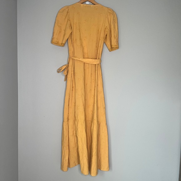 & Other Stories Dress Size 0 Yellow‎ Cotton Summer Maxi Floral Prairie Boho - Picture 5 of 7